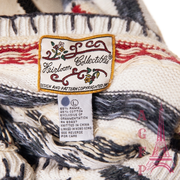 Heirloom Collectibles vintage hearts ugly Christmas chunky knit sweater cardigan - Picture 3 of 16